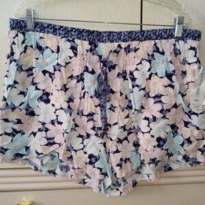 Vanilla Star Women's 100% Rayon Floral Flyaway Drawstring Waist Shorts SIZE 2XL